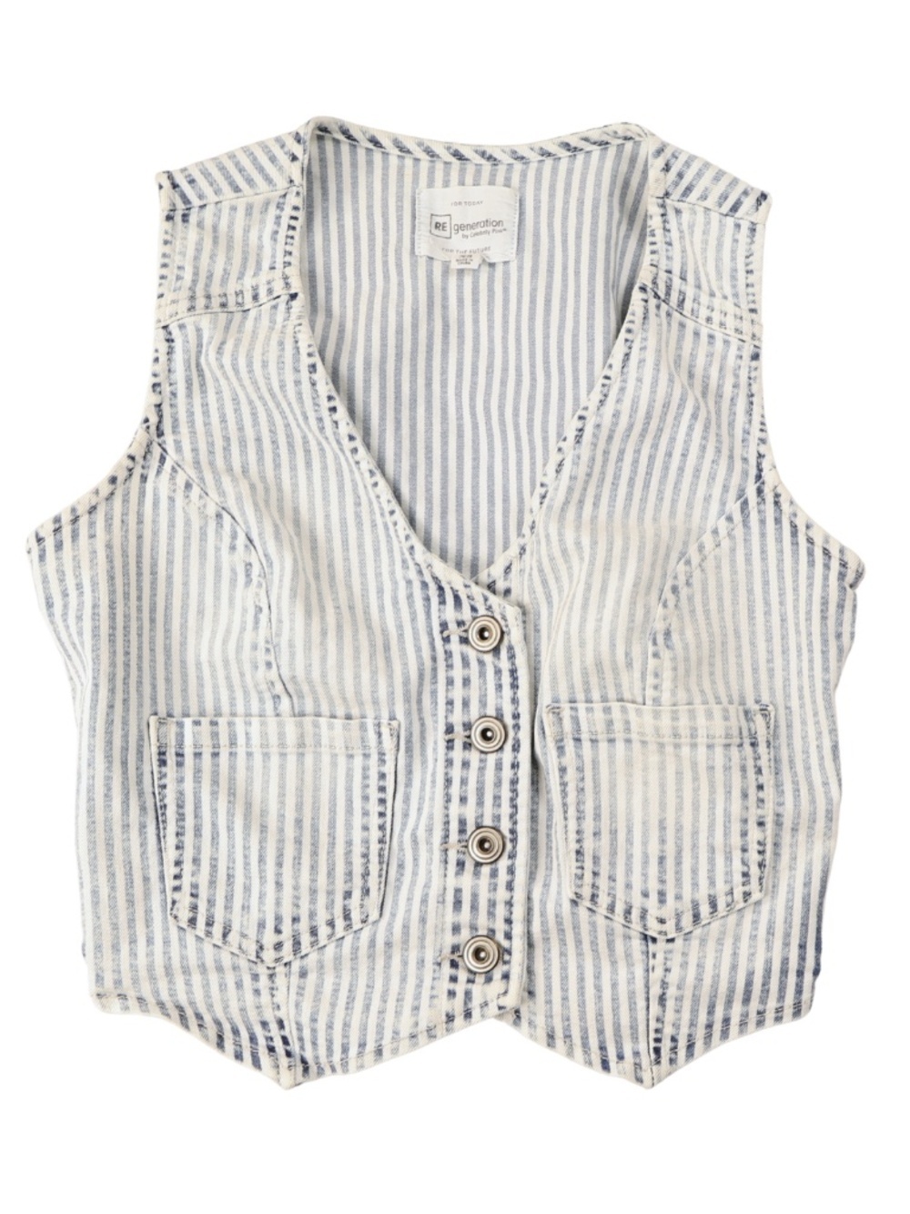 For Today RE generation Celebrity Pink XS Striped Denim Vest Cropped